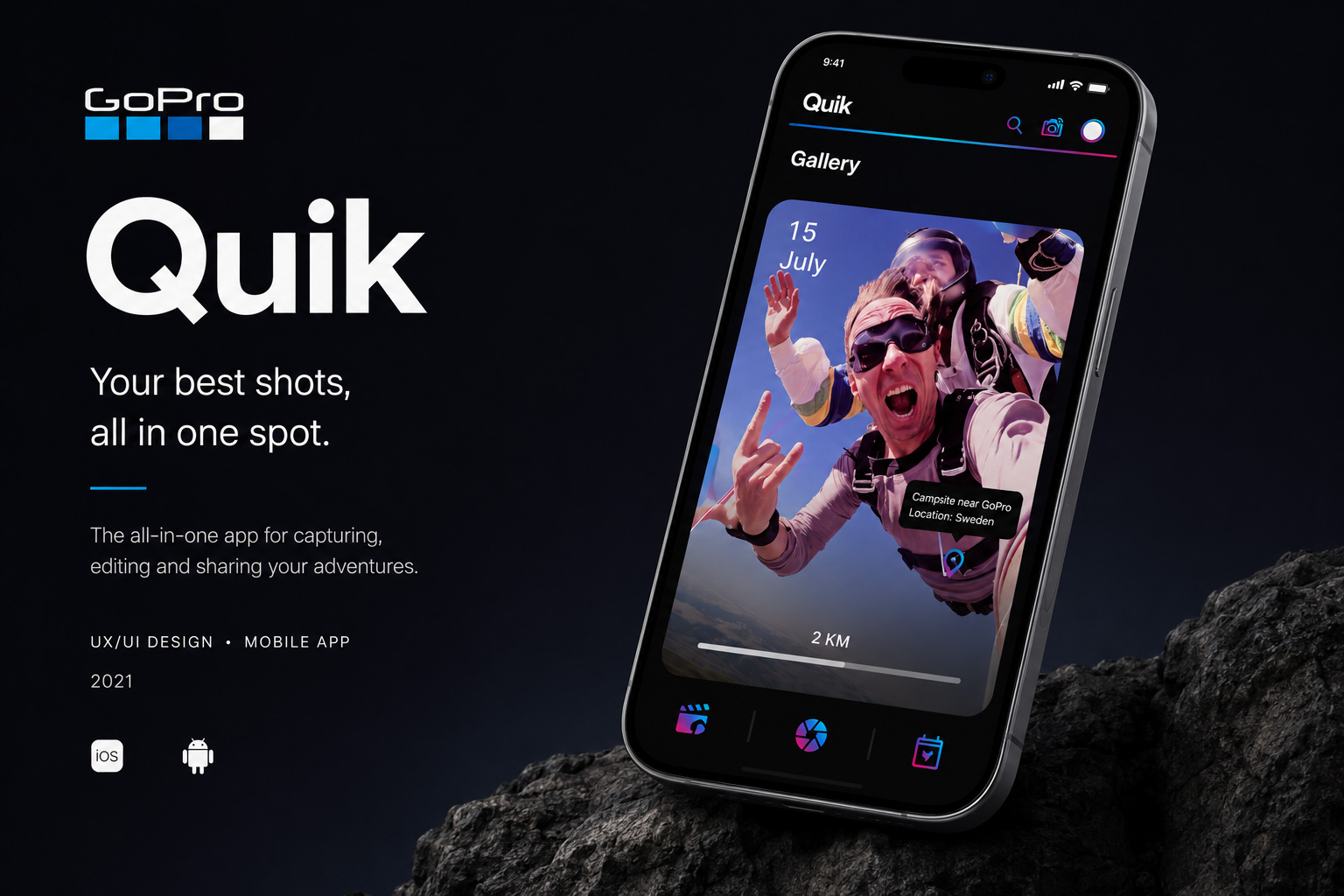 GoPro Quik mobile app hero mockup